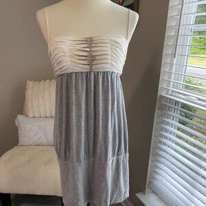 NWT WOMENS IISLI GREY & CREAM SPAGHETTI STRAP PIPE DRESS SZ MED